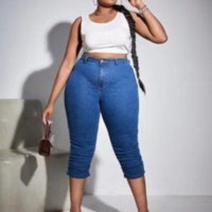 Plus High Waist Ruched Side Skinny Jeans Size 3XL